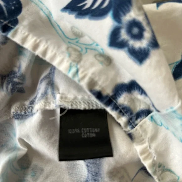 Lafayette 148 cotton button down shirt white blue gray floral print size 22 - Picture 8 of 10